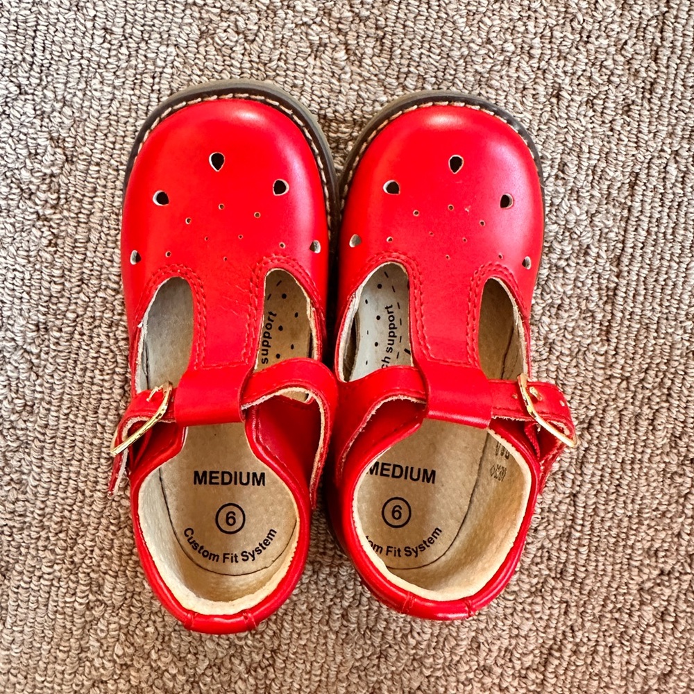 Footmates - Harper Red Kids Dress Shoes with Cutout Design